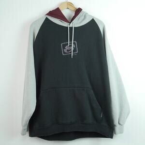 Vintage Anchor Blue Large Hoodie Y2K Skater Grunge Raglan Logo Pocket Oversized